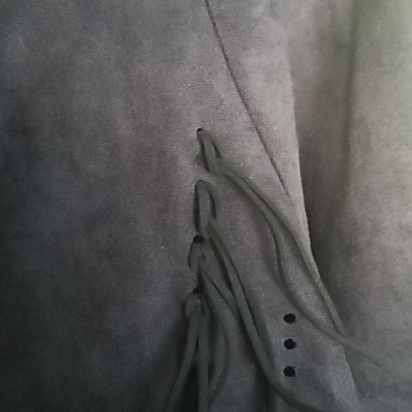 Market Cropped Blue Suede Top Sz Large - Picture 10 of 13